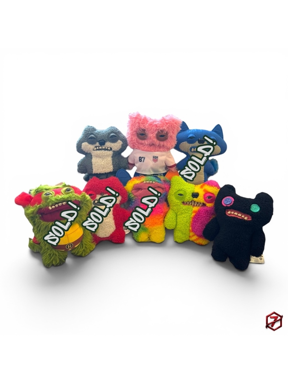 Fuggler Plush Lot of 7 USA Soccer Rainbow Fox Misfit Monsters ZURU